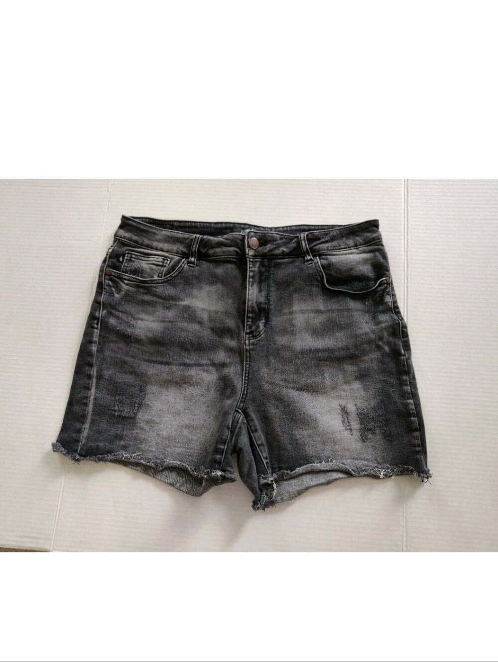 Judy Blue Cutoff Shorts Distressed Faded Black  Raw Hem JB150035 Size 1XL